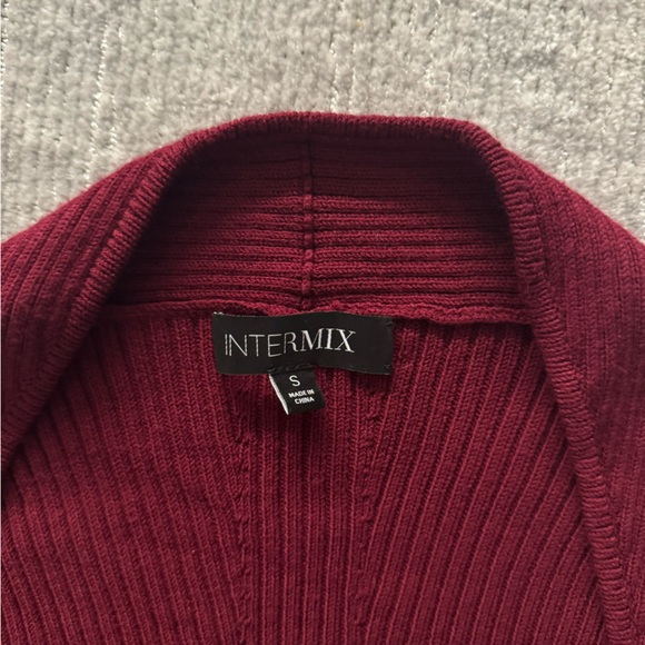 INTERMIX Deep Red V-Neck Sweater - Picture 2 of 3